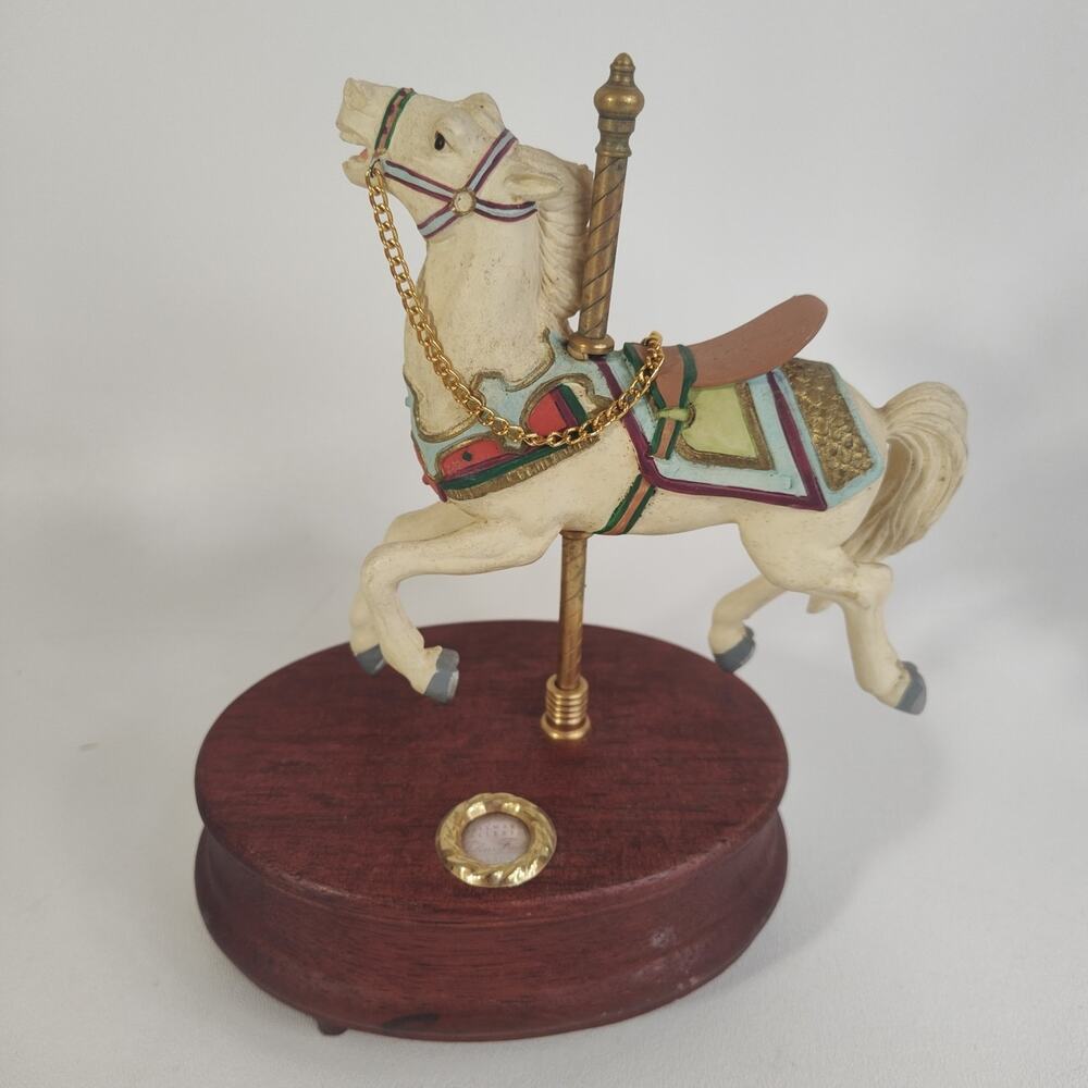 Vintage 1991 Hallmark Galleries Wood Brass Carousel Horse Figurine